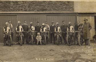 The 1921 BSA TT team in their distinctive regalia