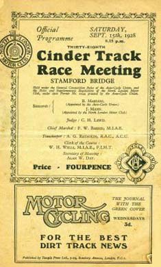 Programme for Stamford Bridge 15 Sept 1928